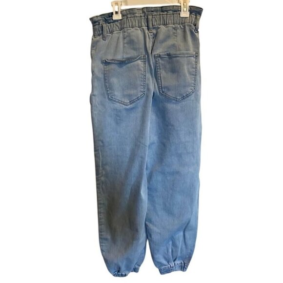 Express 8 High-Rise Denim Jogger Pants Light Wash Elastic Waist Cuffed - Picture 2 of 4